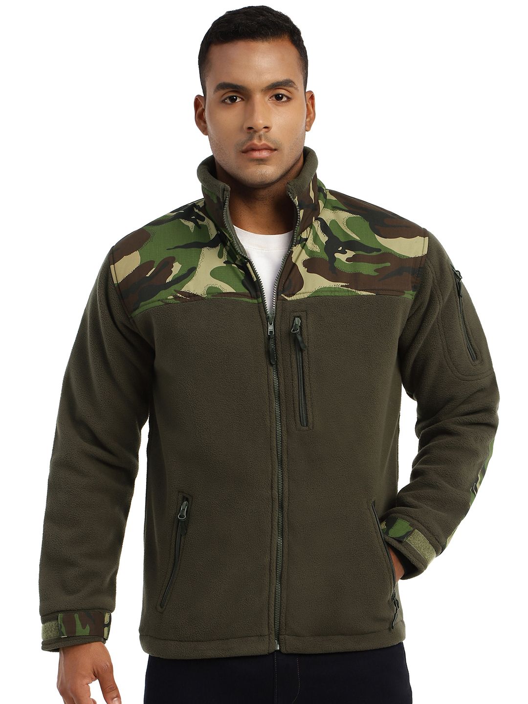 MOUNTMILLER Men's Camouflage Printed Ripstop Dual Superbond HLKN Fleece Tactical Jacket