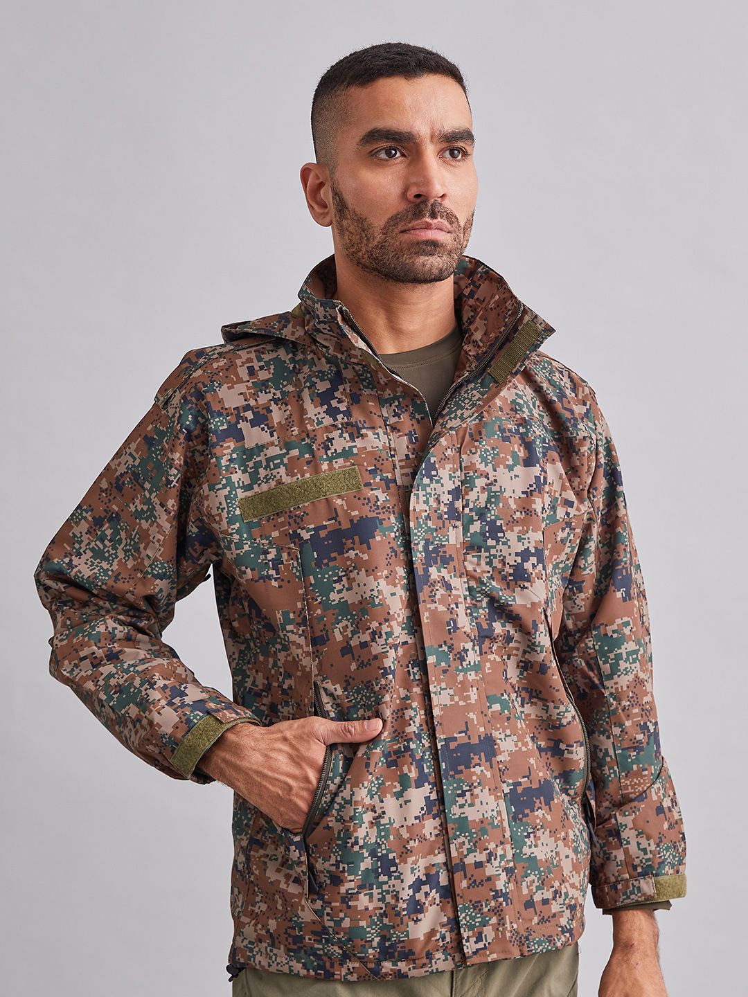 MOUNTMILLER Men's Camouflage Super Digital Airshell Hooded Tactical Wind Jacket