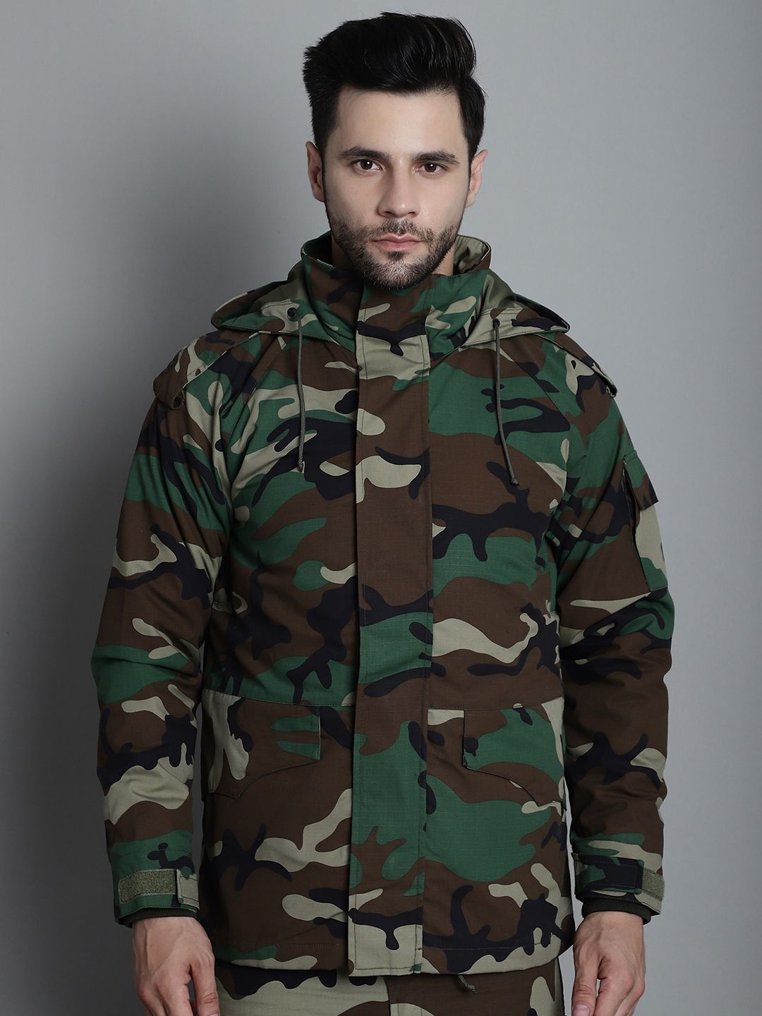 MOUNTMILLER Men's Camouflage Printed Ripstop Multicam Arctic Tactical Hooded Jacket