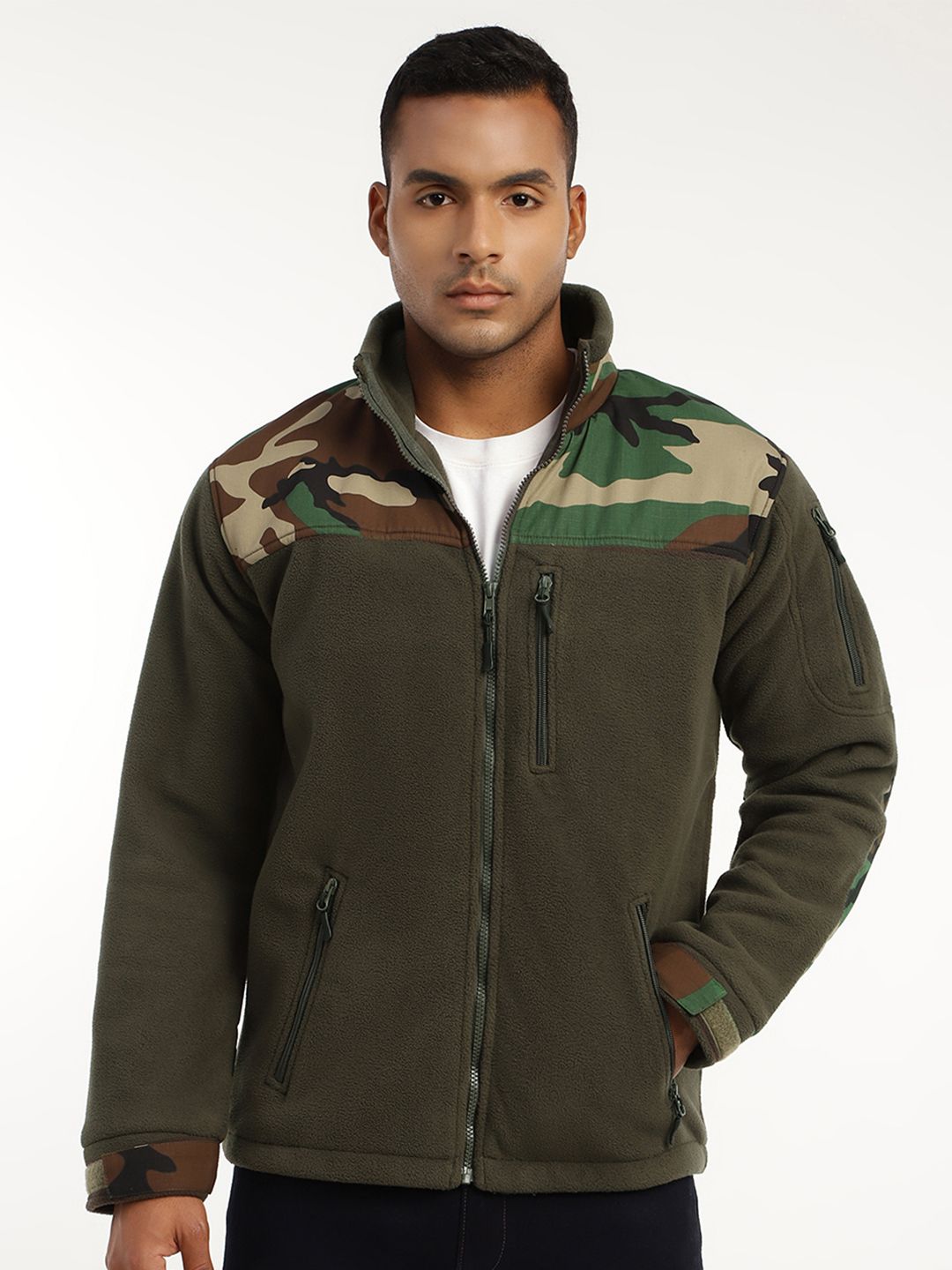 MOUNTMILLER Men's Camouflage Printed Ripstop Dual Superbond HLKN Fleece Tactical Jacket