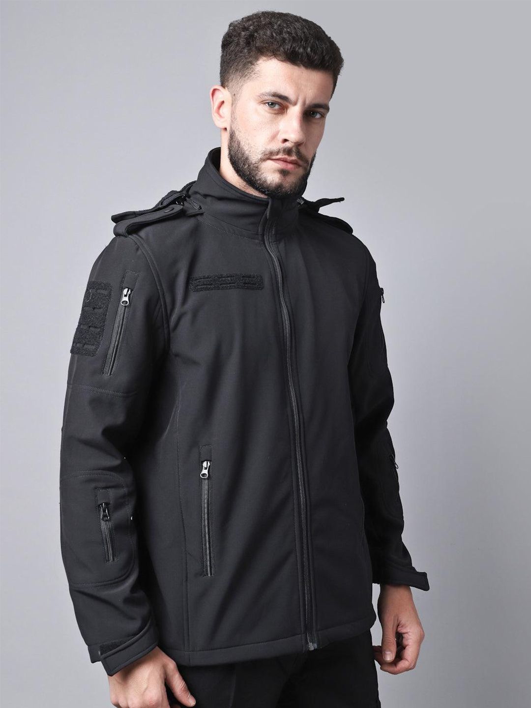 MOUNTMILLER Men's Solid Super Digital Soft Shell Ripstop Tactical Hooded Jacket