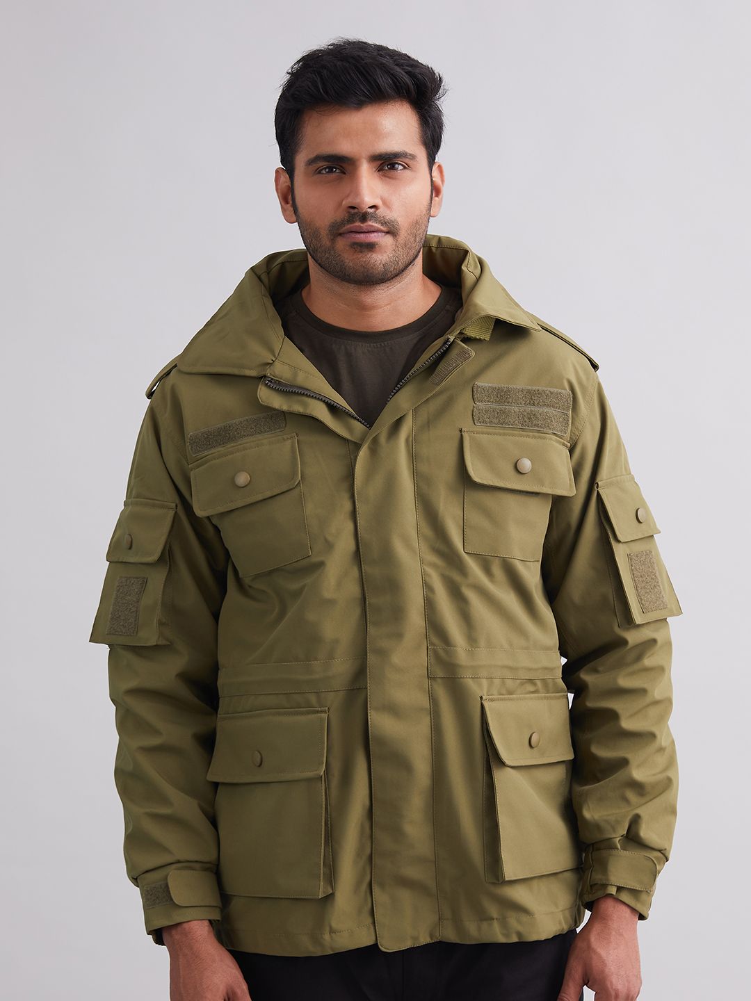 Buy MOUNTMILLER Men's Solid Marshall Triple-Layer Hooded Tactical