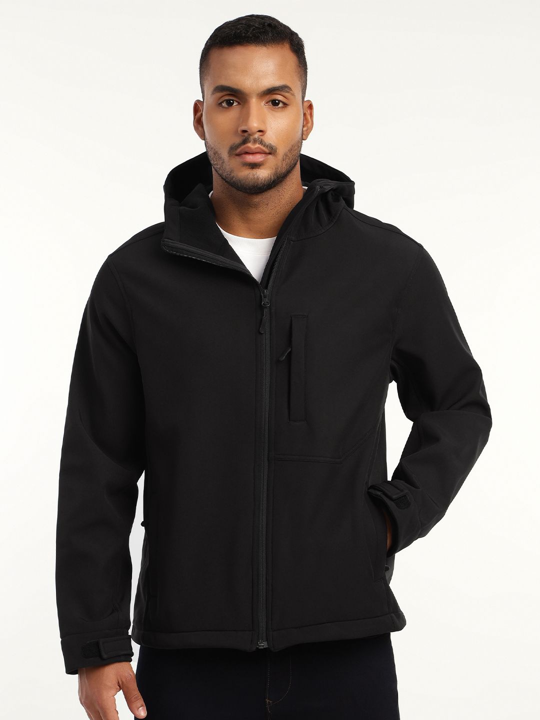 Buy MOUNTMILLER Men's Full Sleeve Hooded Neck Olive Green DWR