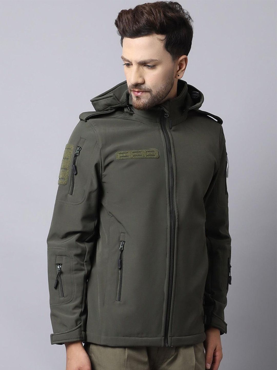 MOUNTMILLER Men's Solid Super Digital Soft Shell Ripstop Tactical Hooded Jacket