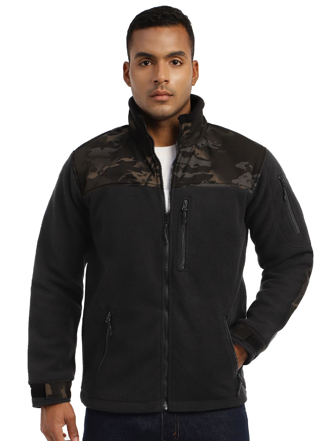 MOUNTMILLER Men's Camouflage Printed Ripstop Dual Superbond HLKN Fleece Tactical Jacket