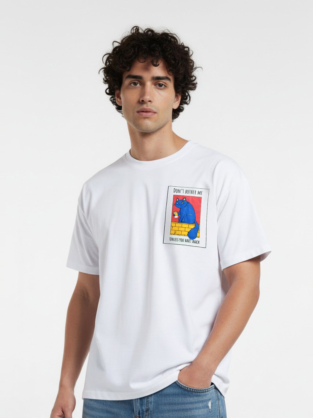 Glitchez Men Typography Printed Round Neck Drop Shoulder Pure Cotton Relaxed Fit T-shirt