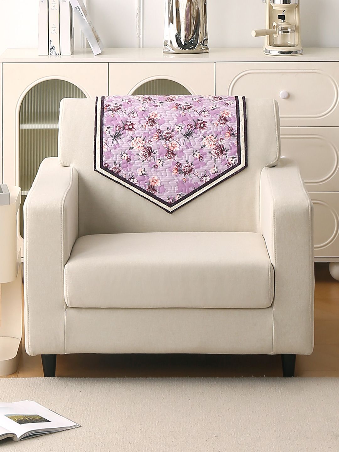 HOKIPO Peony Lavender Florentina Velvet Sofa Arm Cover 2 Pc