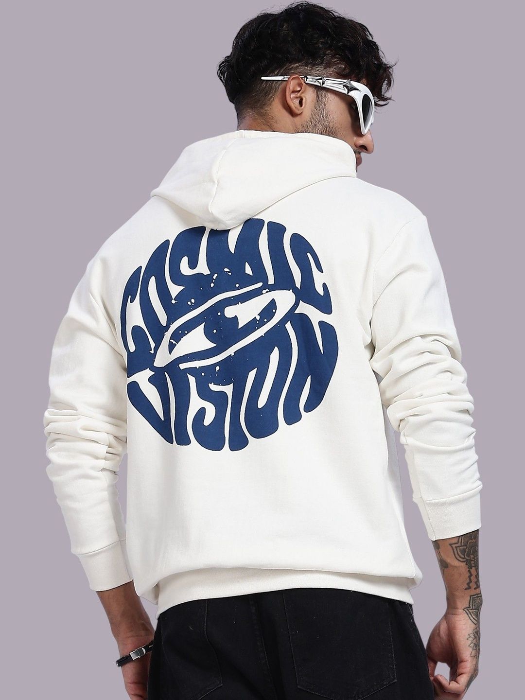 LEWEL Men Printed Hooded Sweatshirt