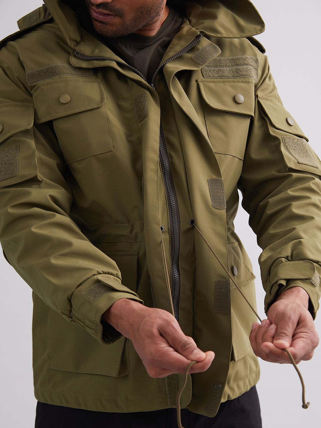 Buy MOUNTMILLER Men's Solid Marshall Triple-Layer Hooded Tactical