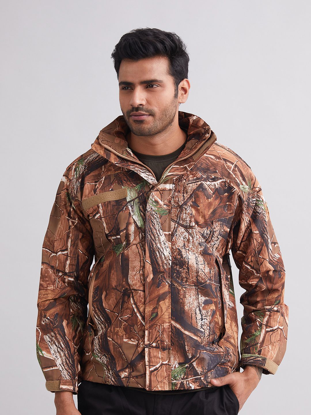 MOUNTMILLER Men's Camouflage Tree Airshell Hooded Tactical Wind Jacket