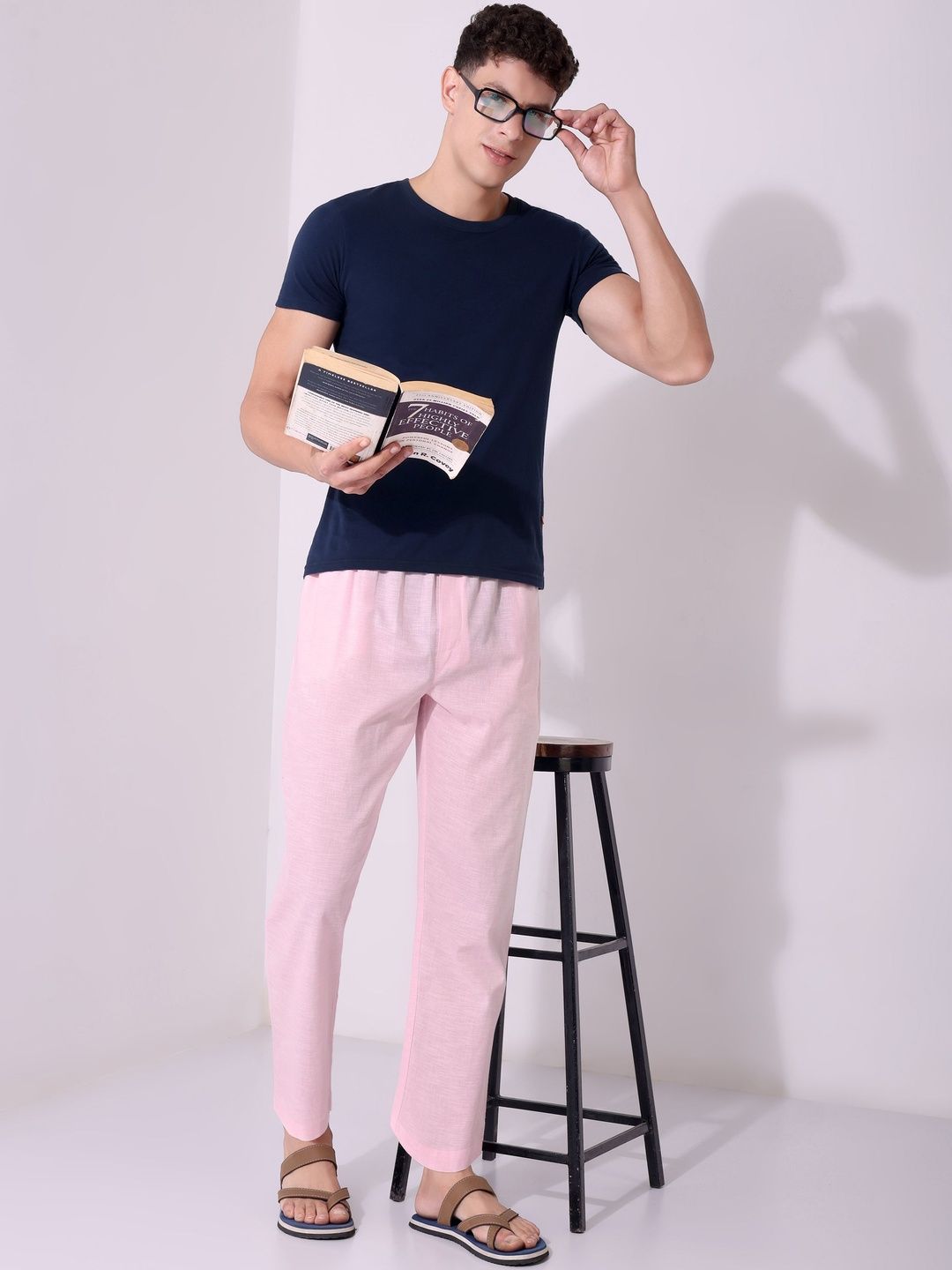 MINJAR Mid-Rise Pure Cotton Lounge Pants