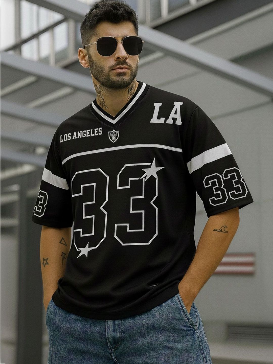 Force Men Printed V-Neck T-shirt