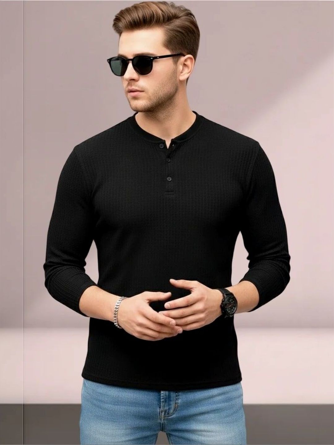 SZN Men Henley Neck T-shirt