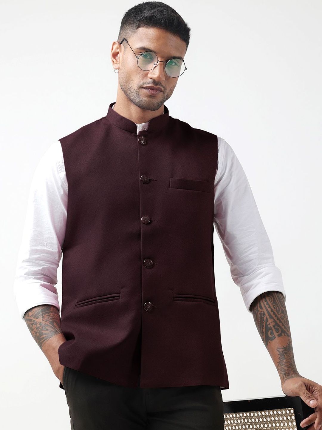 SHOWOFFFF Mandarin Collared Nehru Jackets