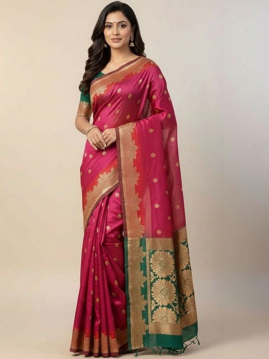 JANOI Woven Design Zari Silk Blend Saree
