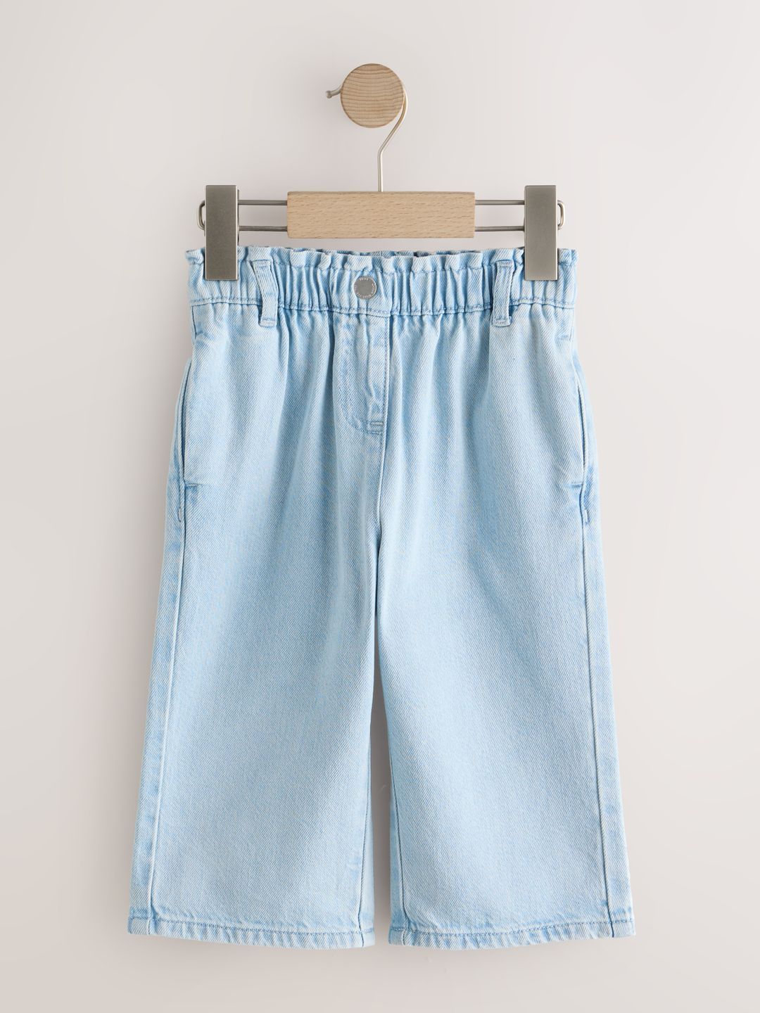 NEXT Girls Wide Leg Mid-Rise Heavy Fade Pure Cotton Jeans