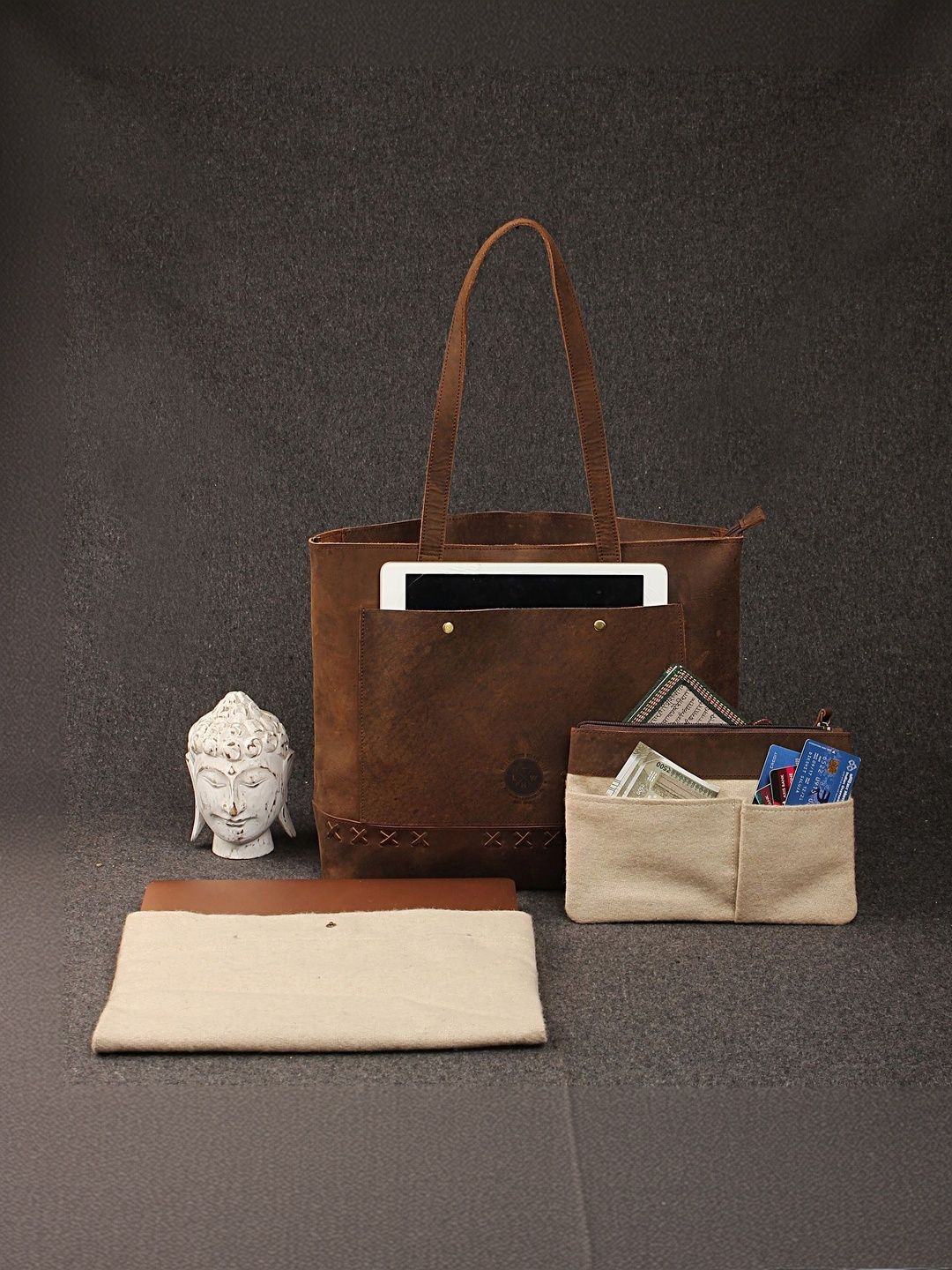 Buy the leather warehouse Leather Structured Tote Bag - Handbags
