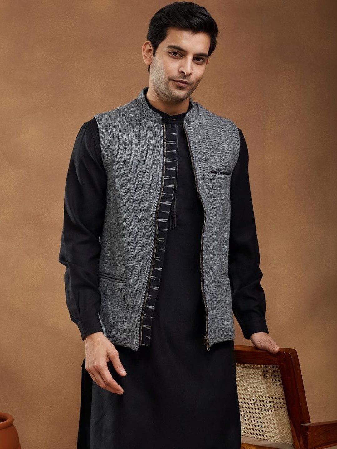 Fabindia Mandarin Collared Nehru Jackets