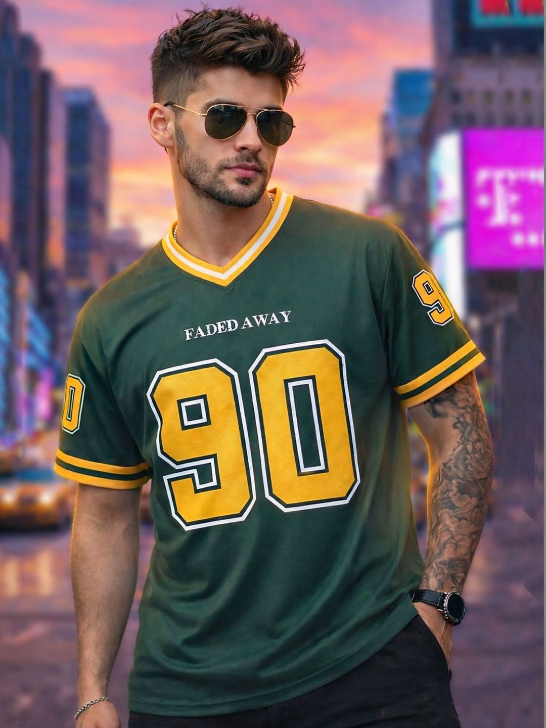 Force Force Men Varsity Printed V-Neck T-shirt