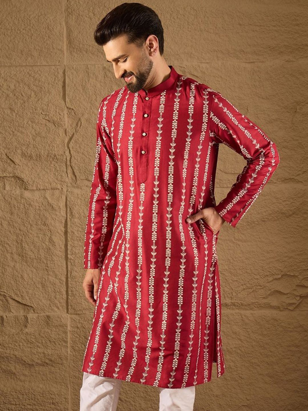Ethnic Bay Men Ethnic Motifs Printed Festive Straight Kurta