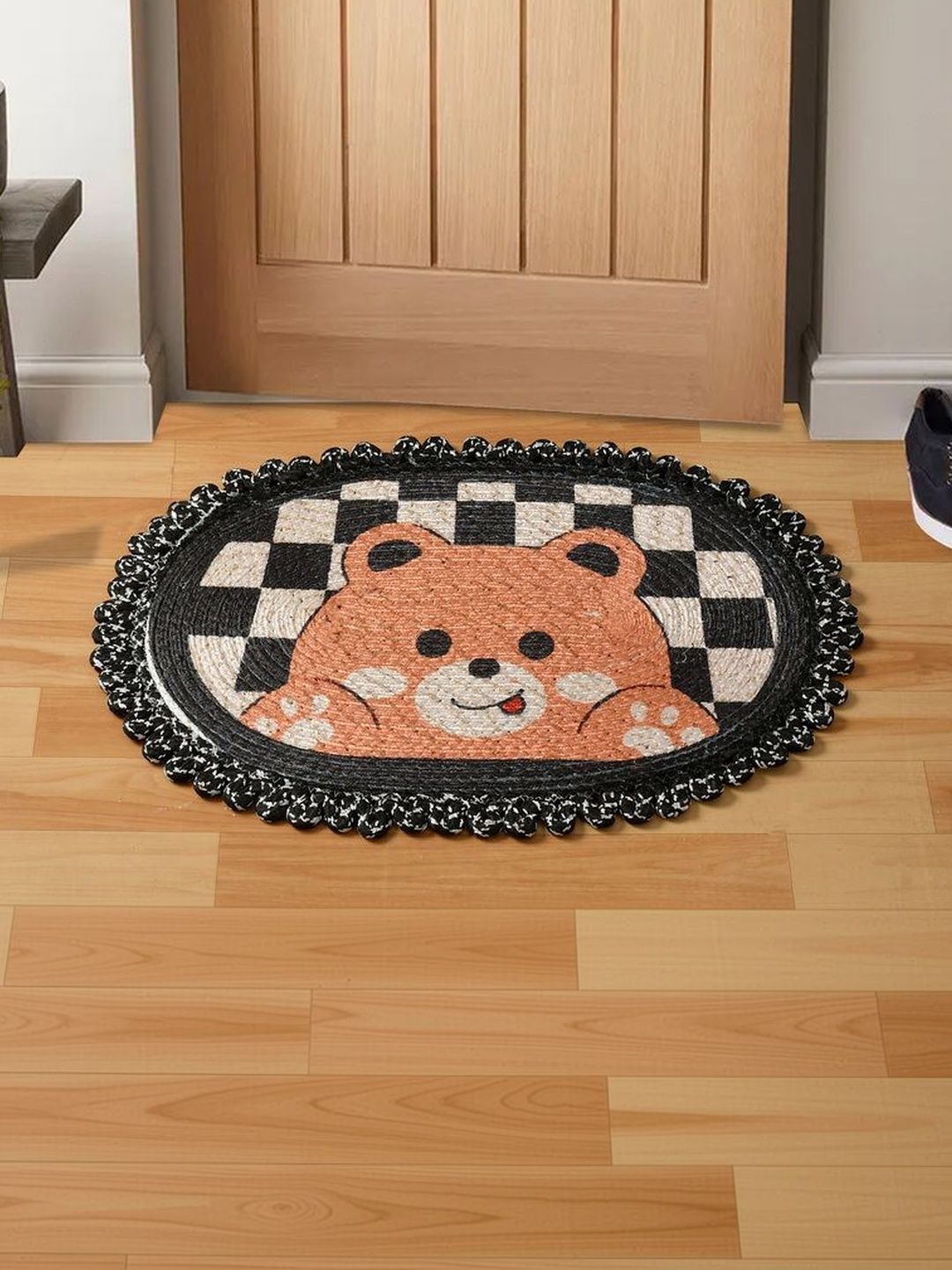 FINE TEX WORLD FINE TEX WORLD Beige & Black Soft & Thick Printed No Shredding Doormats