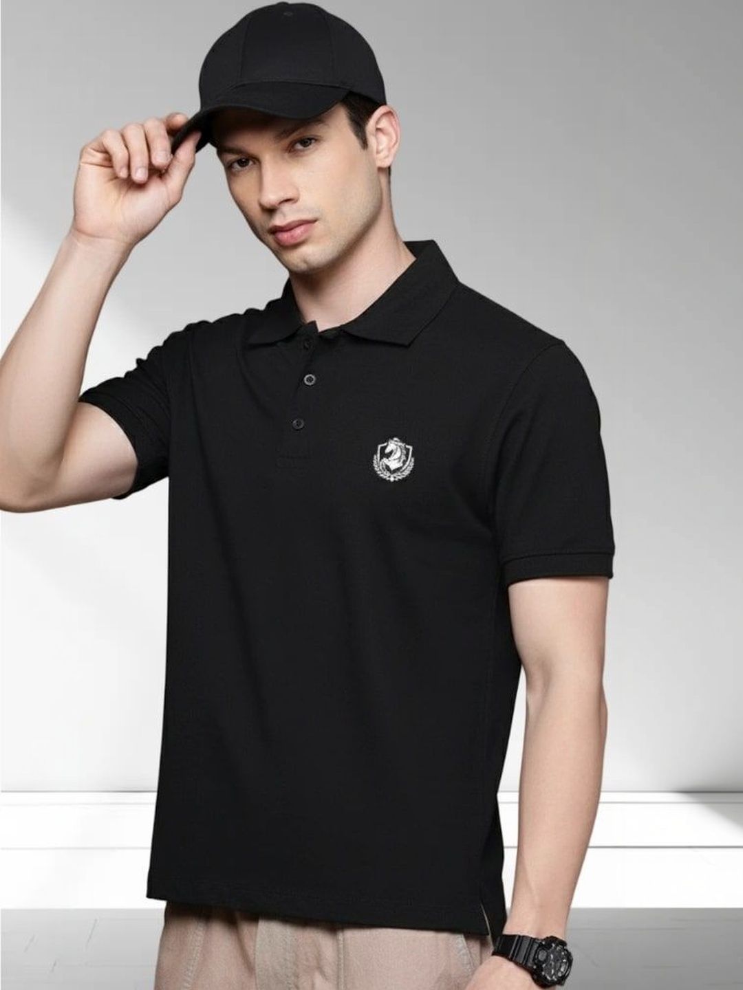 SZN Men Brand Logo Polo Collar T-shirt