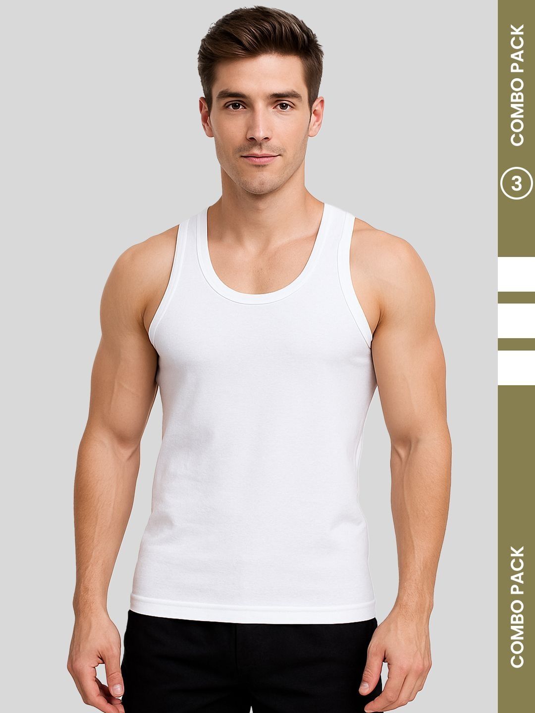 AMUL COMFY Pack of 3 Pure Cotton Round Neck Basic Vests