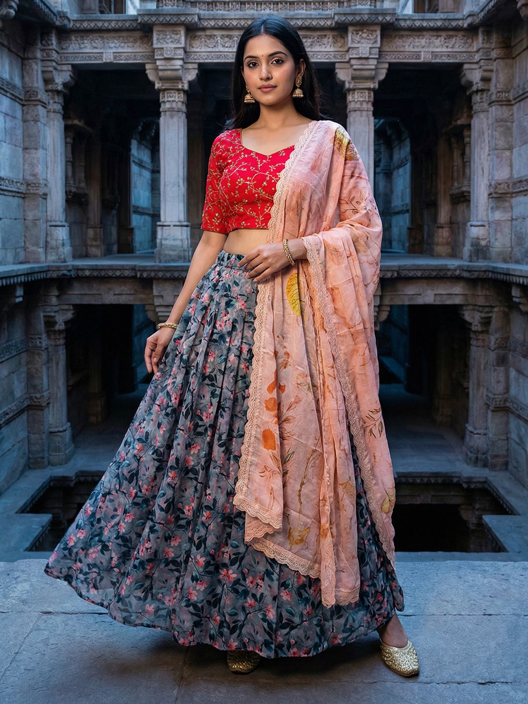 Kaizen TEXO FAB Lehenga Blouse With Dupatta