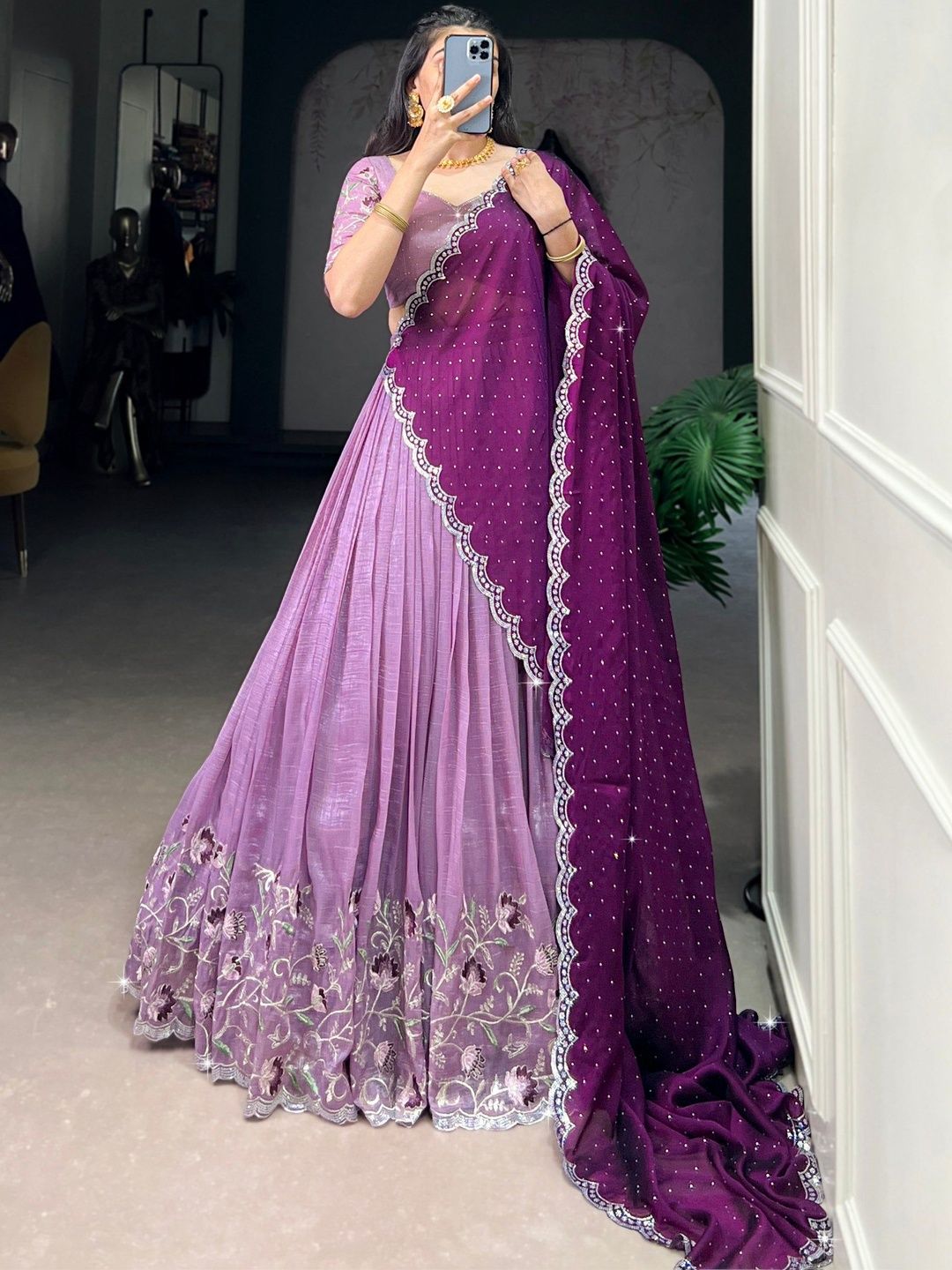 SUPPAR SLEAVE Embellished Sequinned Ready to Wear Lehenga & Blouse With Dupatta