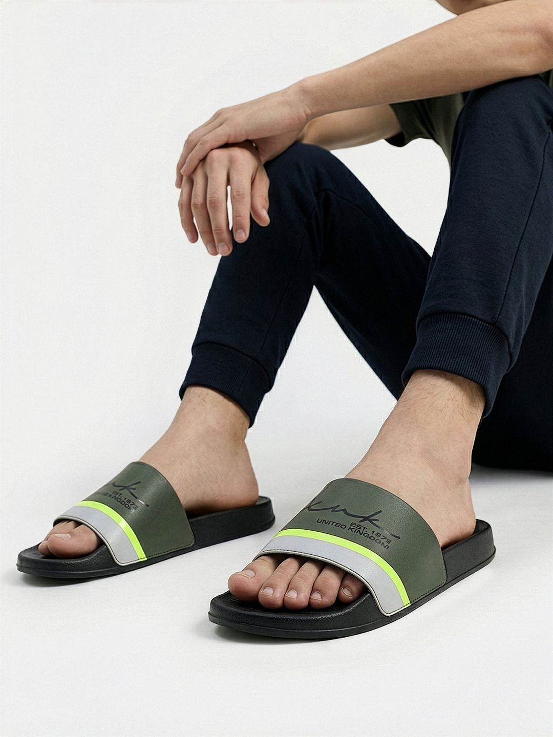 FCUK Men Striped & Print Sliders