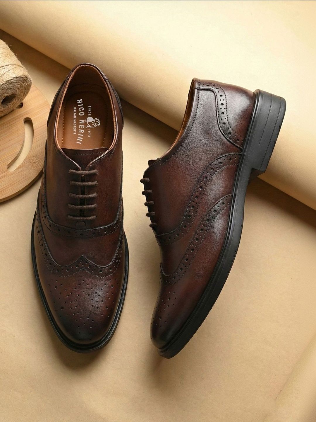 NICO NERINI Men Leather Formal Oxfords