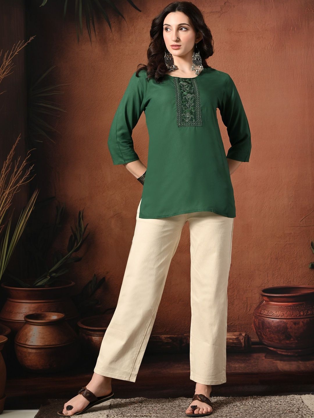 KEOSA Ethnic Motifs Embroidered Thread Work Thread Work Kurti