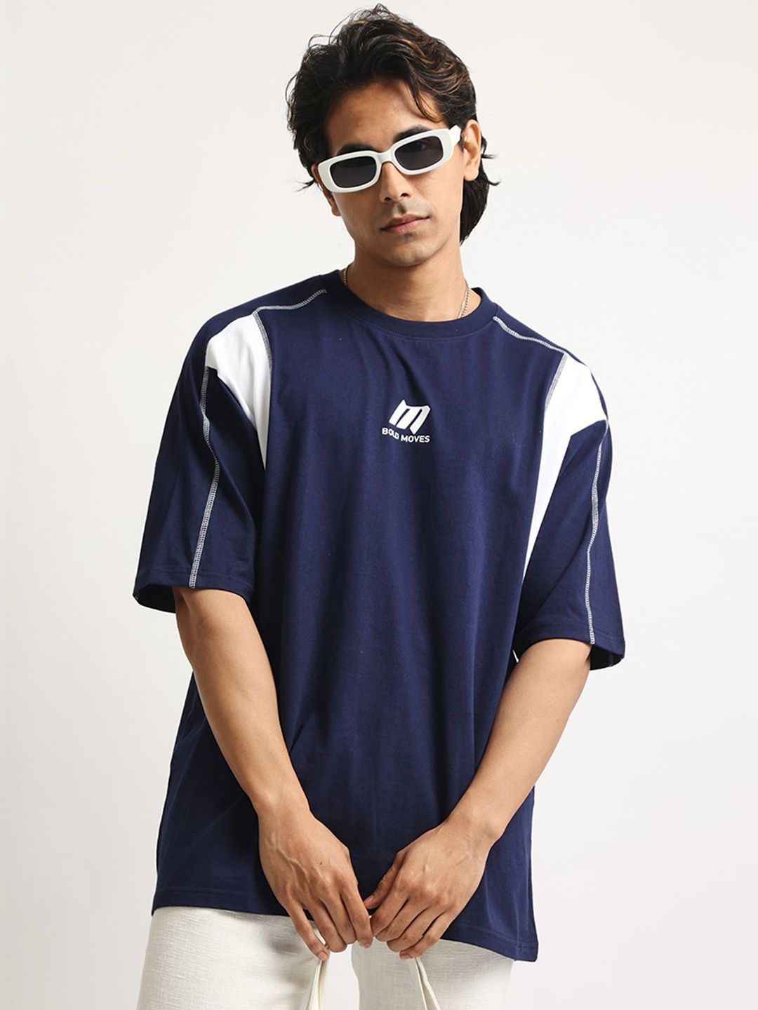 Maniac Men Brand Logo Colourblocked T-shirt