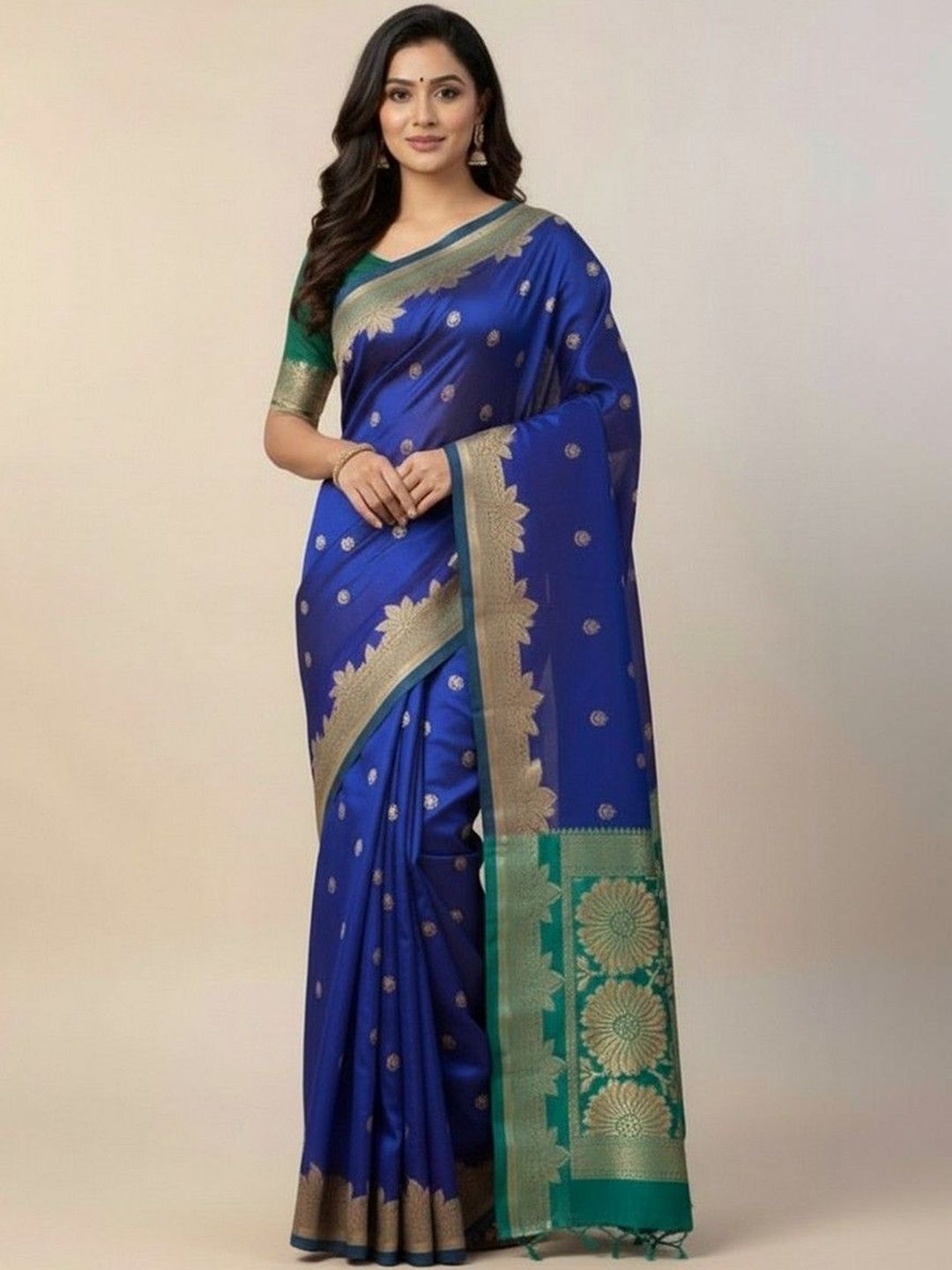JANOI Woven Design Zari Silk Blend Saree