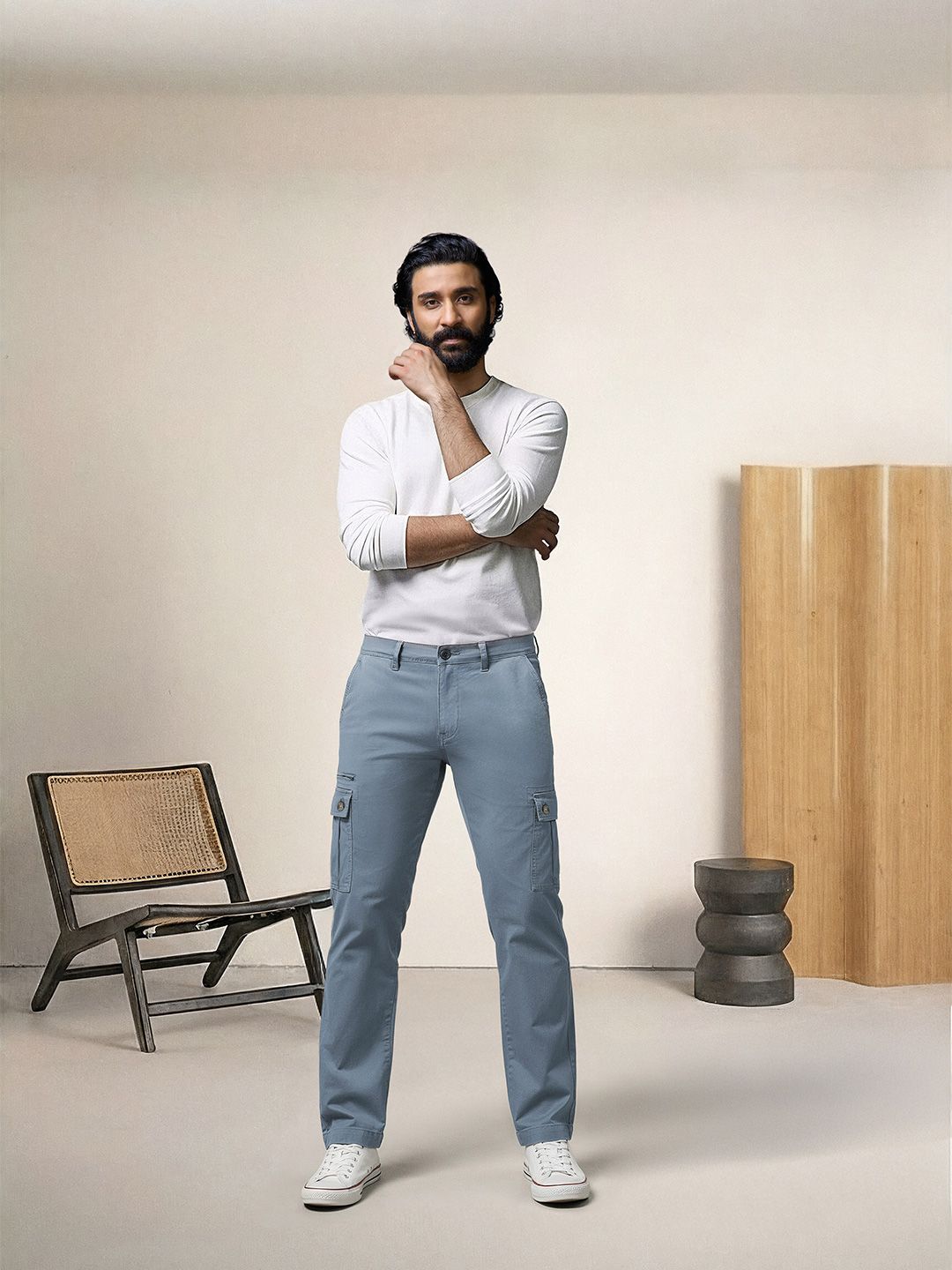 AD By Arvind Men Relaxed Tapered Fit Cargos Trousers
