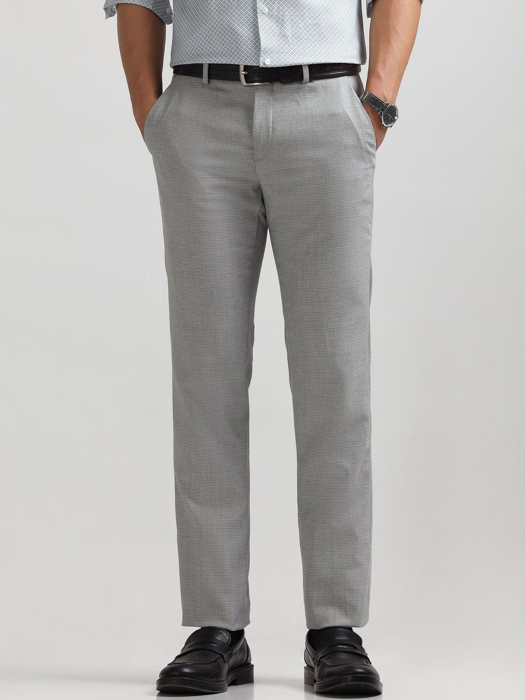 Arrow Men Textured Tapered Fit Trousers