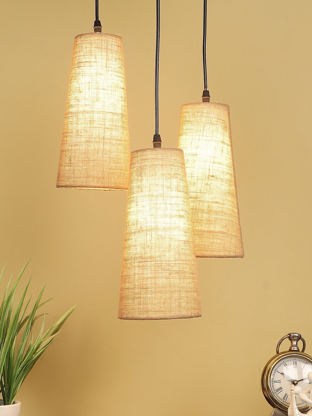 Aura Beige & Beige Textured Iron Ceiling Lamp