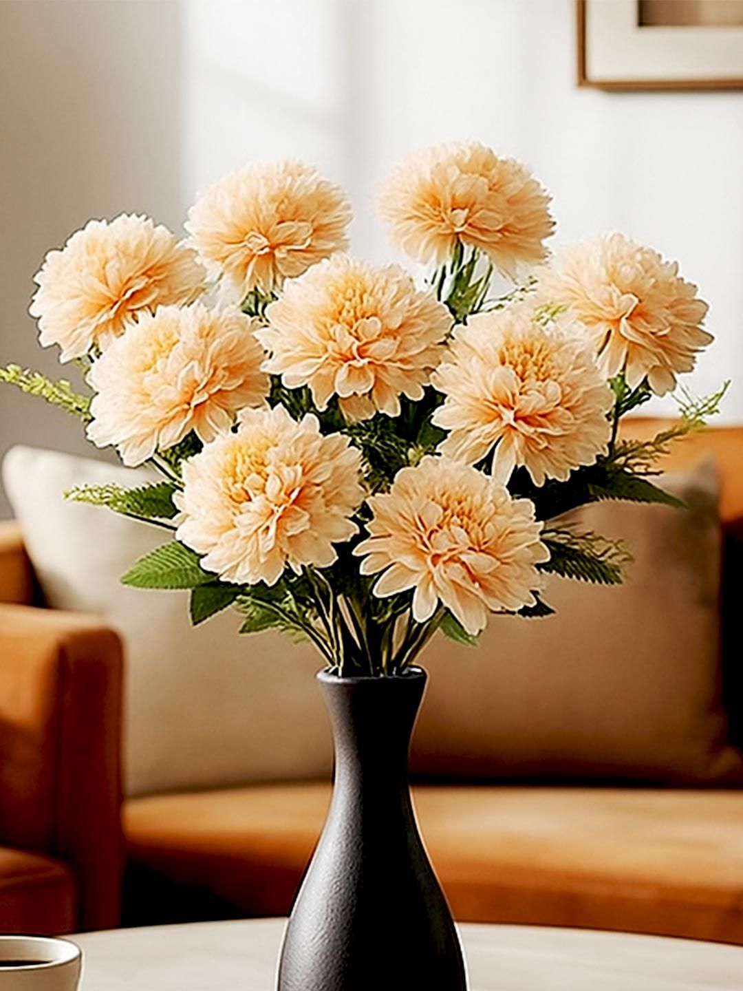 Art Street Peach Artificial Hydrangea Flowers Bouquet Bunch  12 In