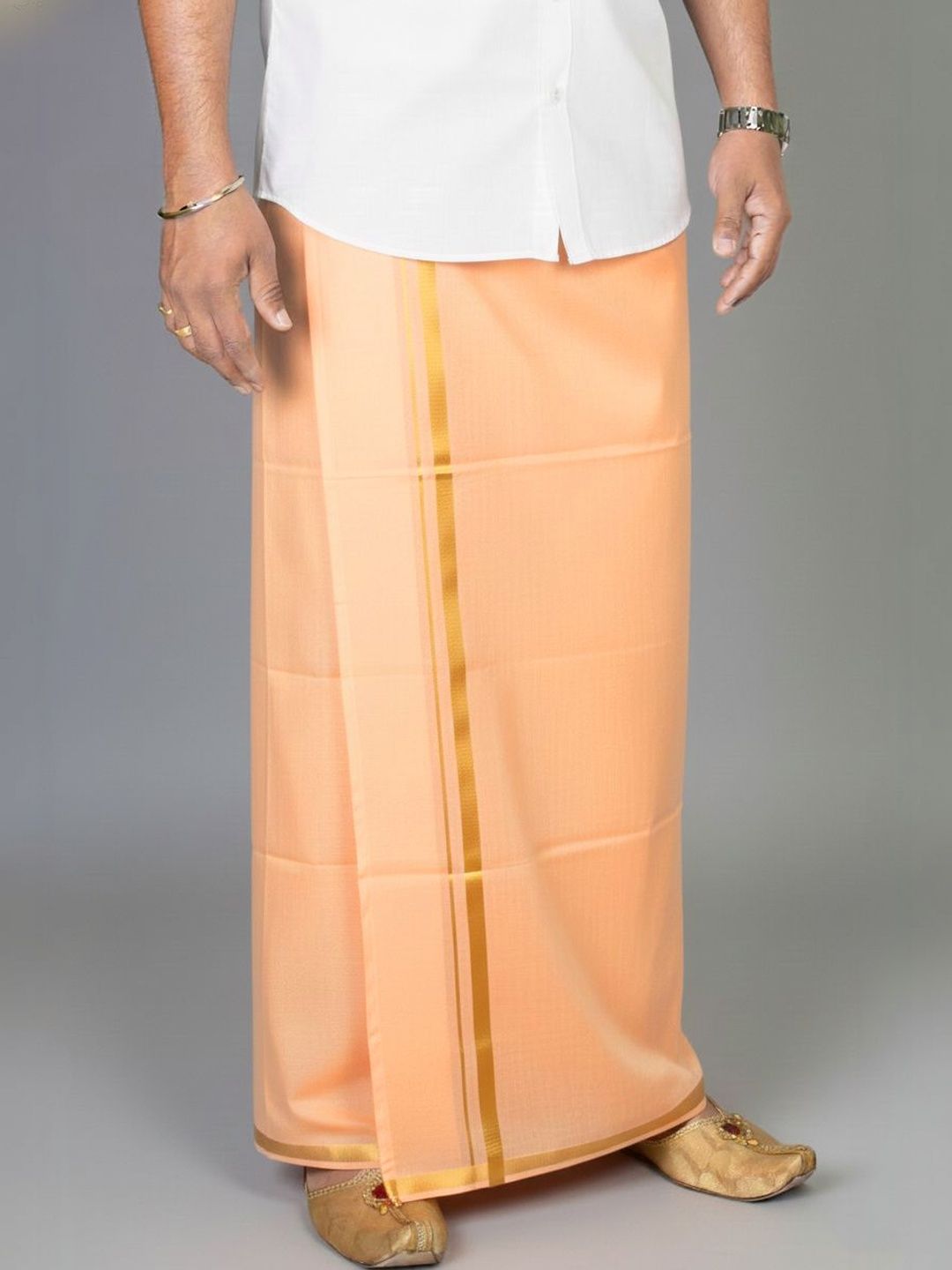 TUNI MANI Men Peach Cotton Dhotis