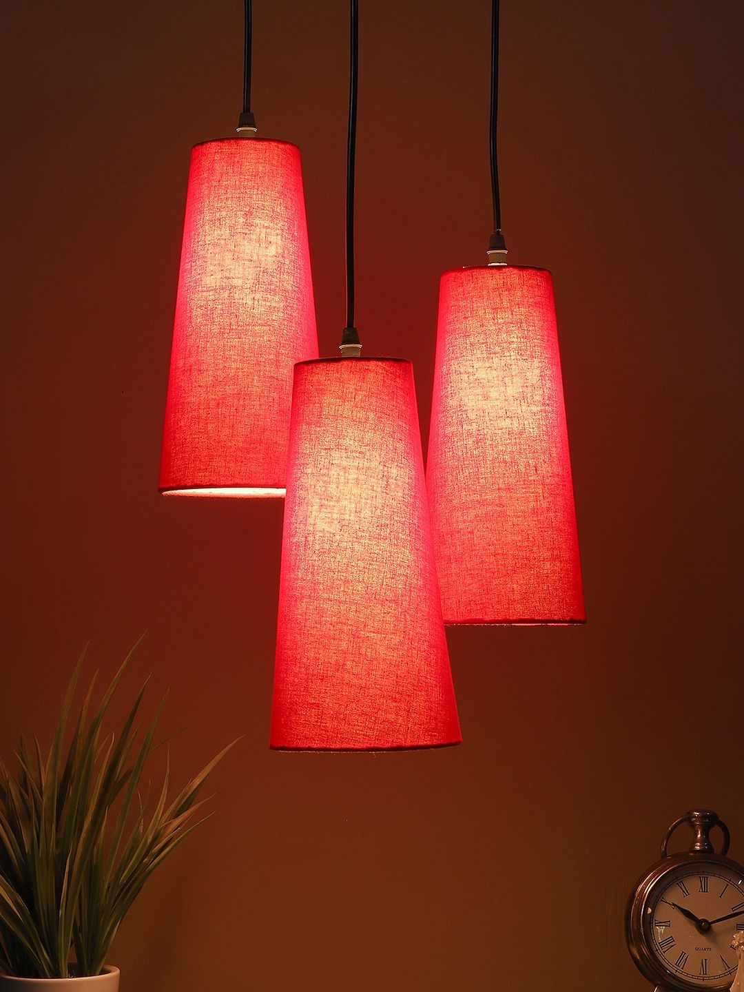 Aura Red & Red Textured Iron Ceiling Lamp