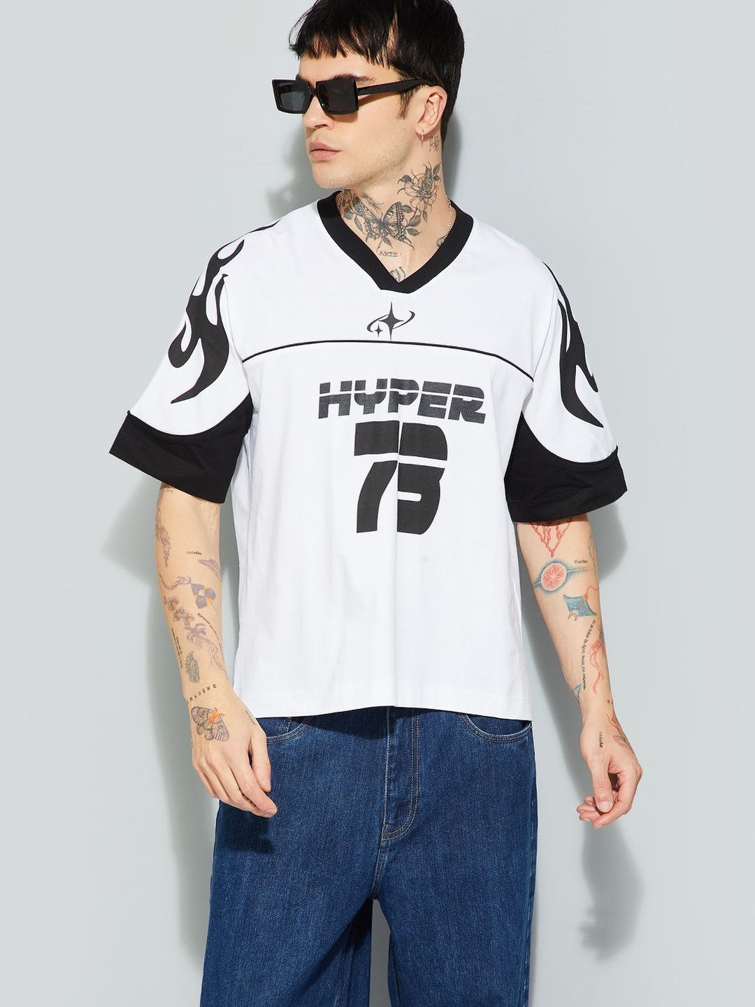 max Men Printed V-Neck T-shirt