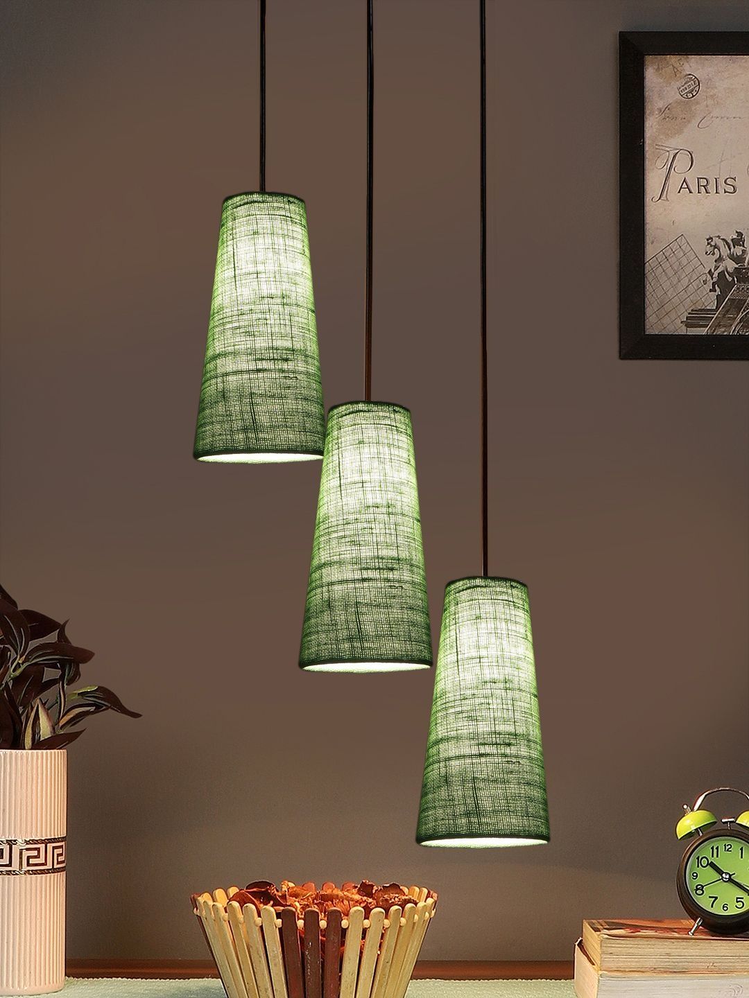 Aura Green & Green Textured Iron Ceiling Lamp