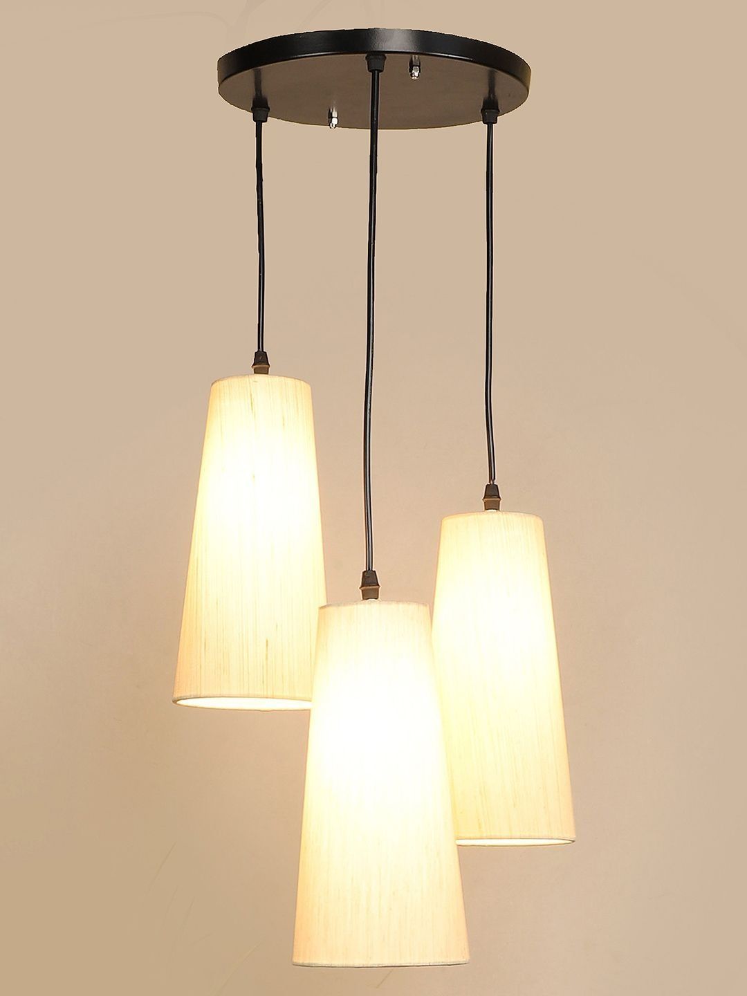 Aura Off White & Cream-Coloured Textured Iron Contemporary Ceiling Lamp