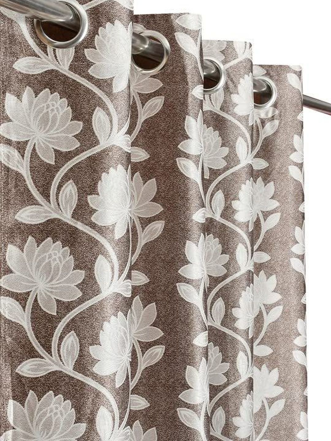 Homyra Decor Homyra Decor Brown Set of 2 Floral Room Darkening Window Curtain