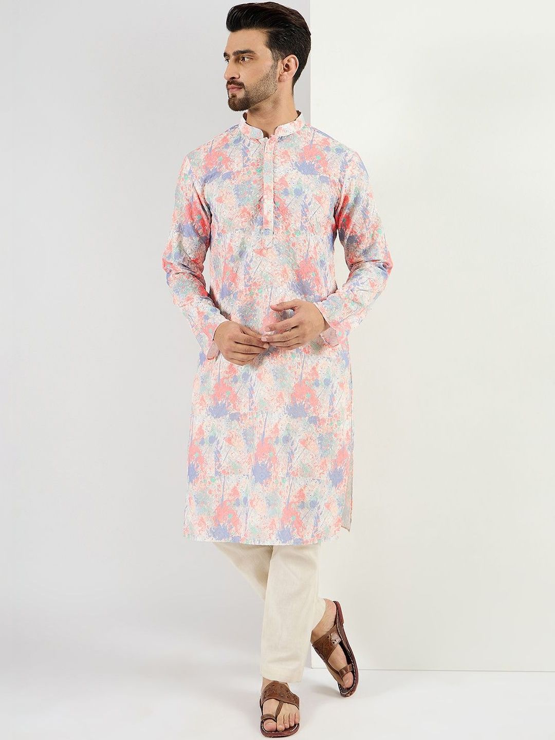 Ethnic Bay Ethnic Bay Men Printed Regular Kurta with Trousers