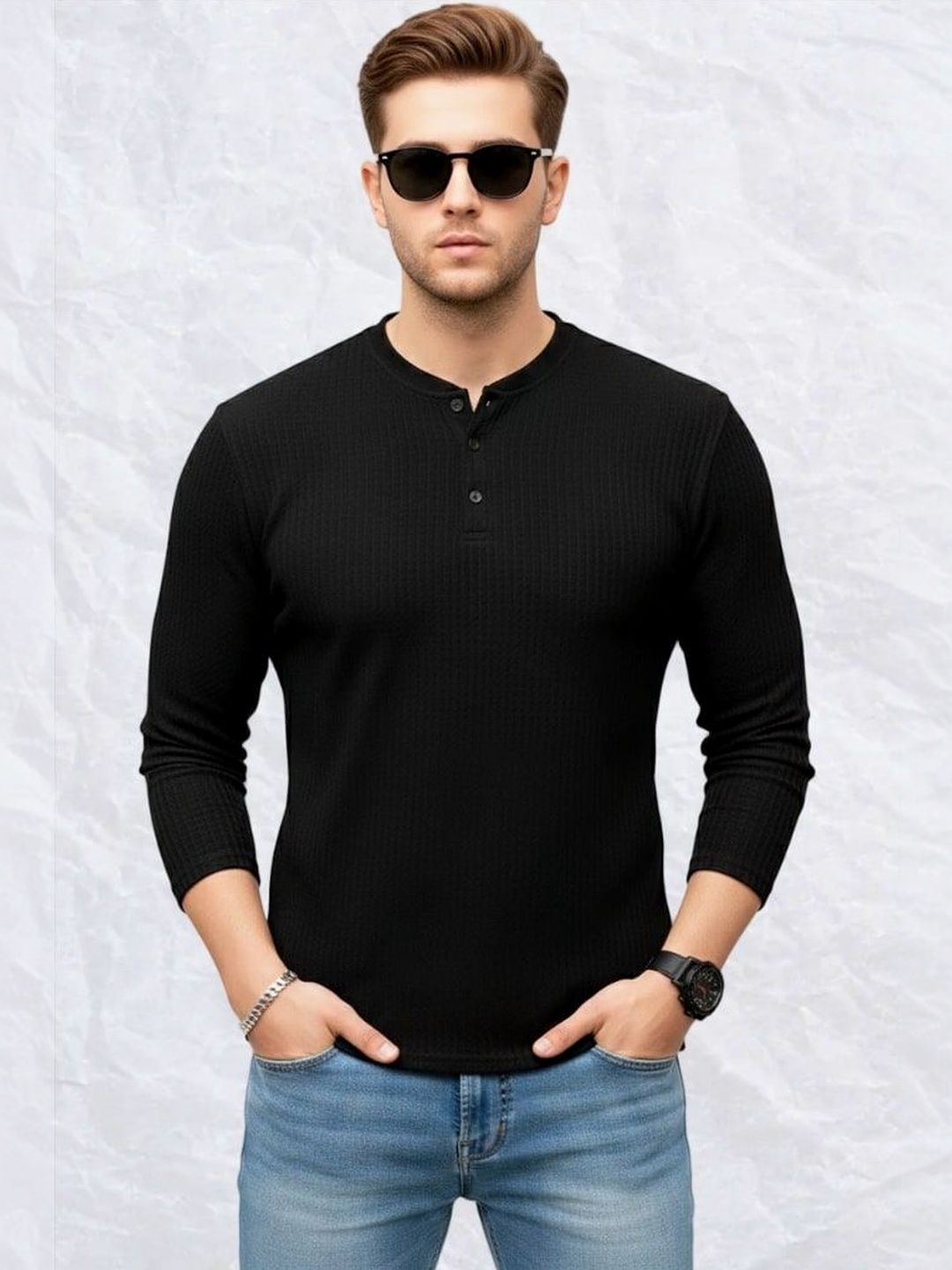 SZN Men Henley Neck T-shirt