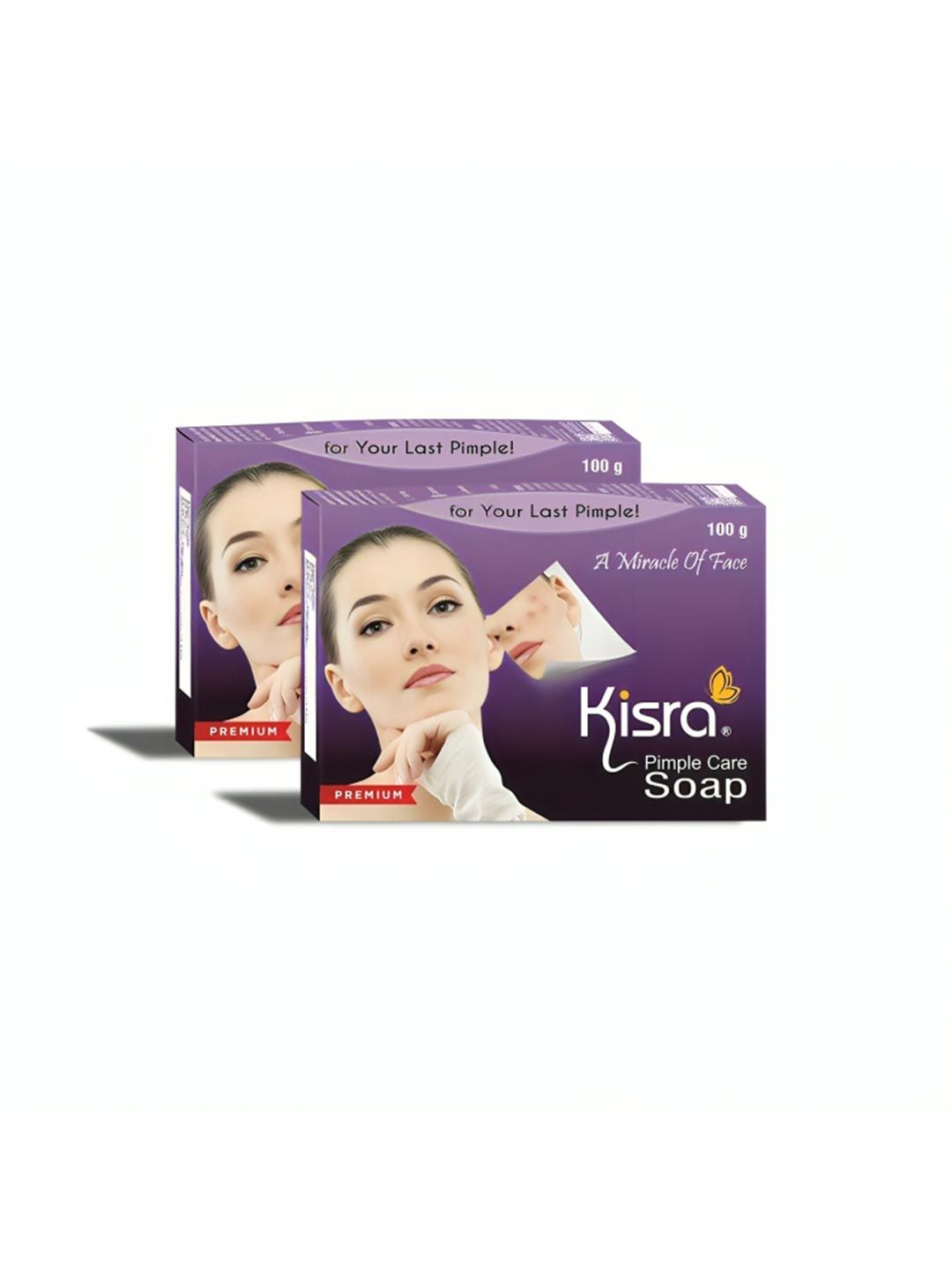 KISRA Set of 2 Premium Pimple Care Soaps for Acne Prone Skin - 100 g Each