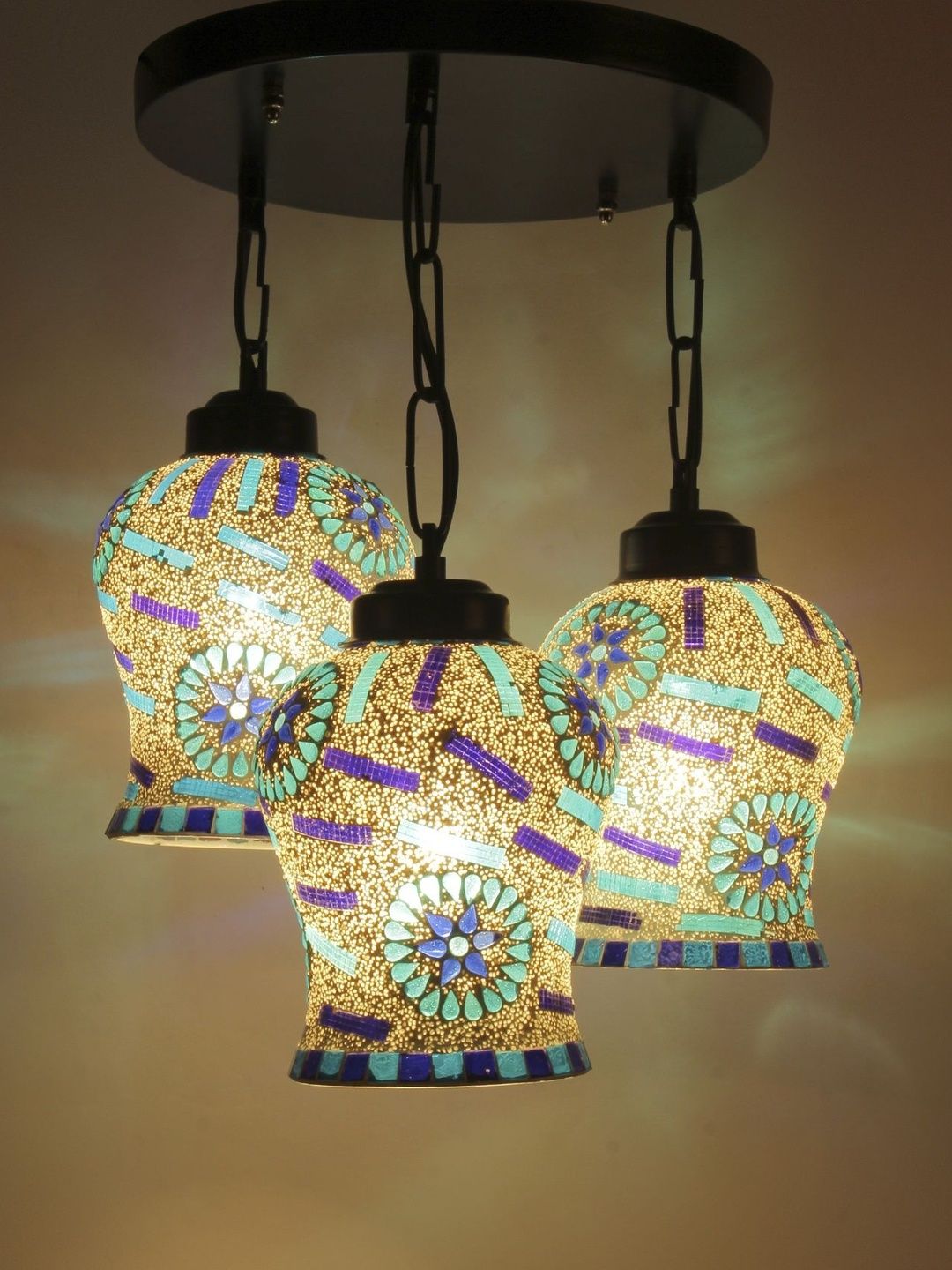 Aura Multicoloured & Multicoloured Glass Ceiling Lamp