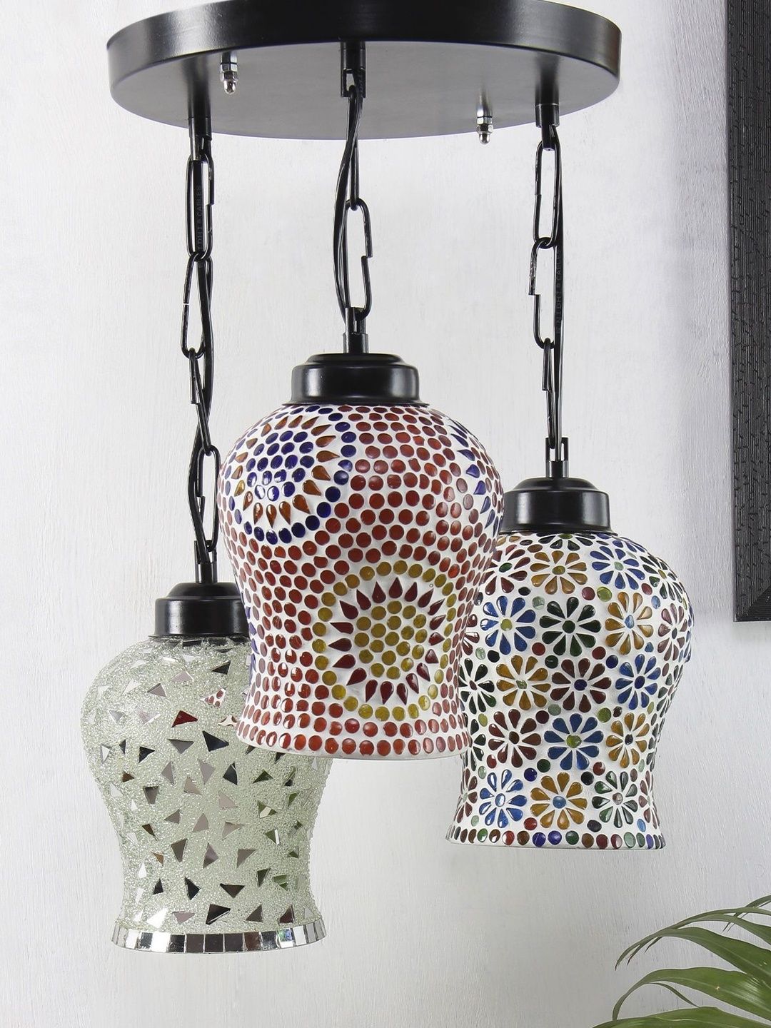 Aura Multicoloured & Multicoloured Textured Glass Ceiling Lamp