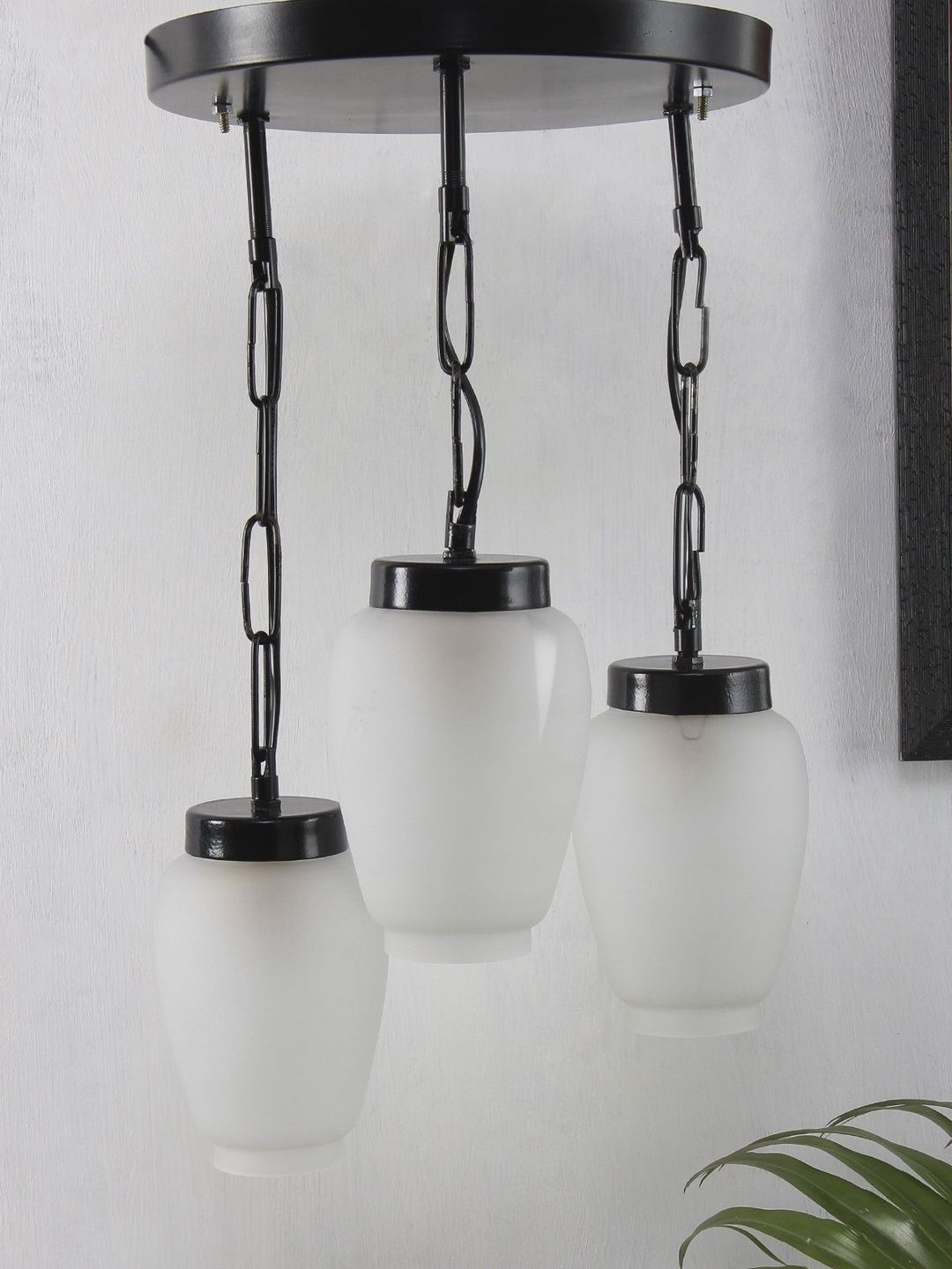 Aura White & Black Glass Ceiling Lamp